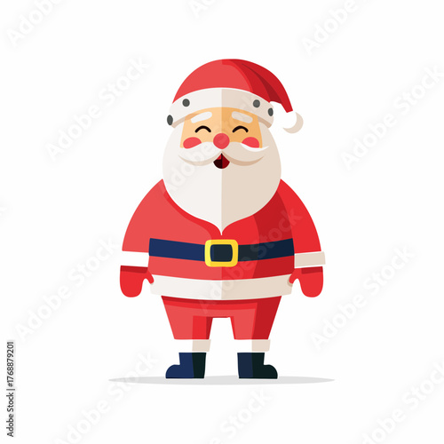 Happy Minimalist Santa Claus Flat Vector Character Illustration