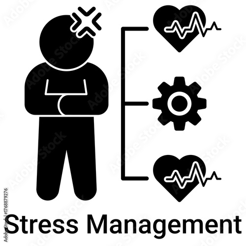 Stress Management Icon in Solid Style. Problem solving and control mechanism symbol. Resilience.