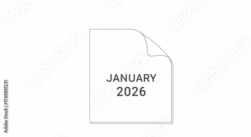 Simple White Paper Icon with "January 2026" Text for Calendars, Planning, and Future Projections in Financial or Personal Contexts