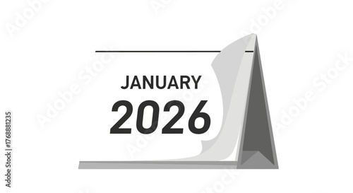 Minimalist Calendar Illustration Highlighting January 2026, Ideal for Planning, Scheduling, and Time Management in Digital and Print Media