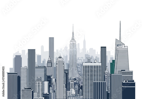New York City Skyline: A Modern Urban Landscape of Skyscrapers.