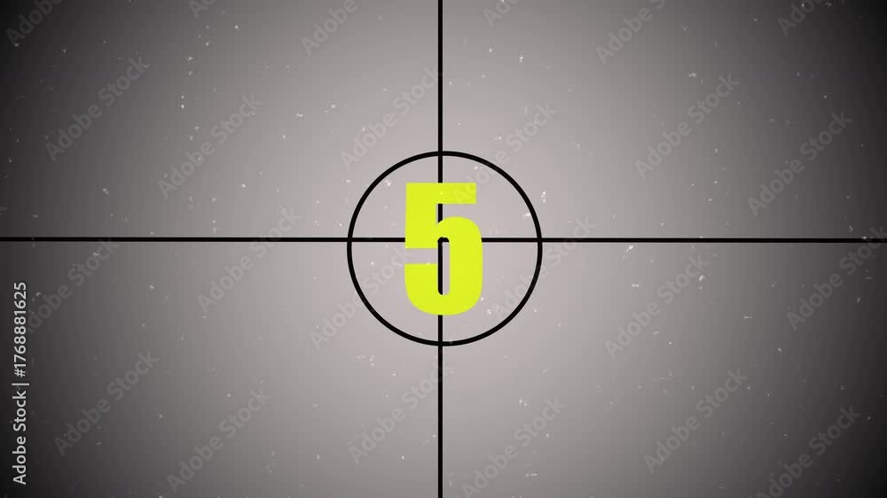10 seconds from 10 to 0 number vintage film countdown  in a loop counting animation
