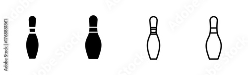 Bowling icon set. bowling ball and pin icon. bowling pins