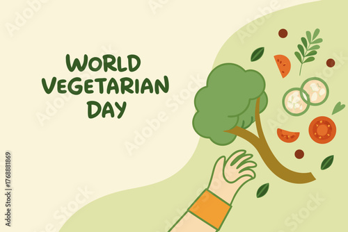 Vector art of world vegetarian day celebrated with a vibrant illustration of a bowl overflowing with fresh vegetables and healthy ingredients