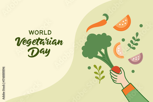 Vector art of world vegetarian day celebrated with a vibrant illustration of a bowl overflowing with fresh vegetables and healthy ingredients