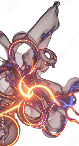 Abstract Orange Glow Energy Swirls With Purple Smoke Overlay