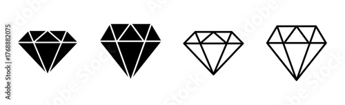 Diamond icon set. diamond gems vector icon.