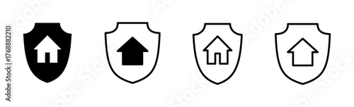 Home insurance icon set. home protection icon