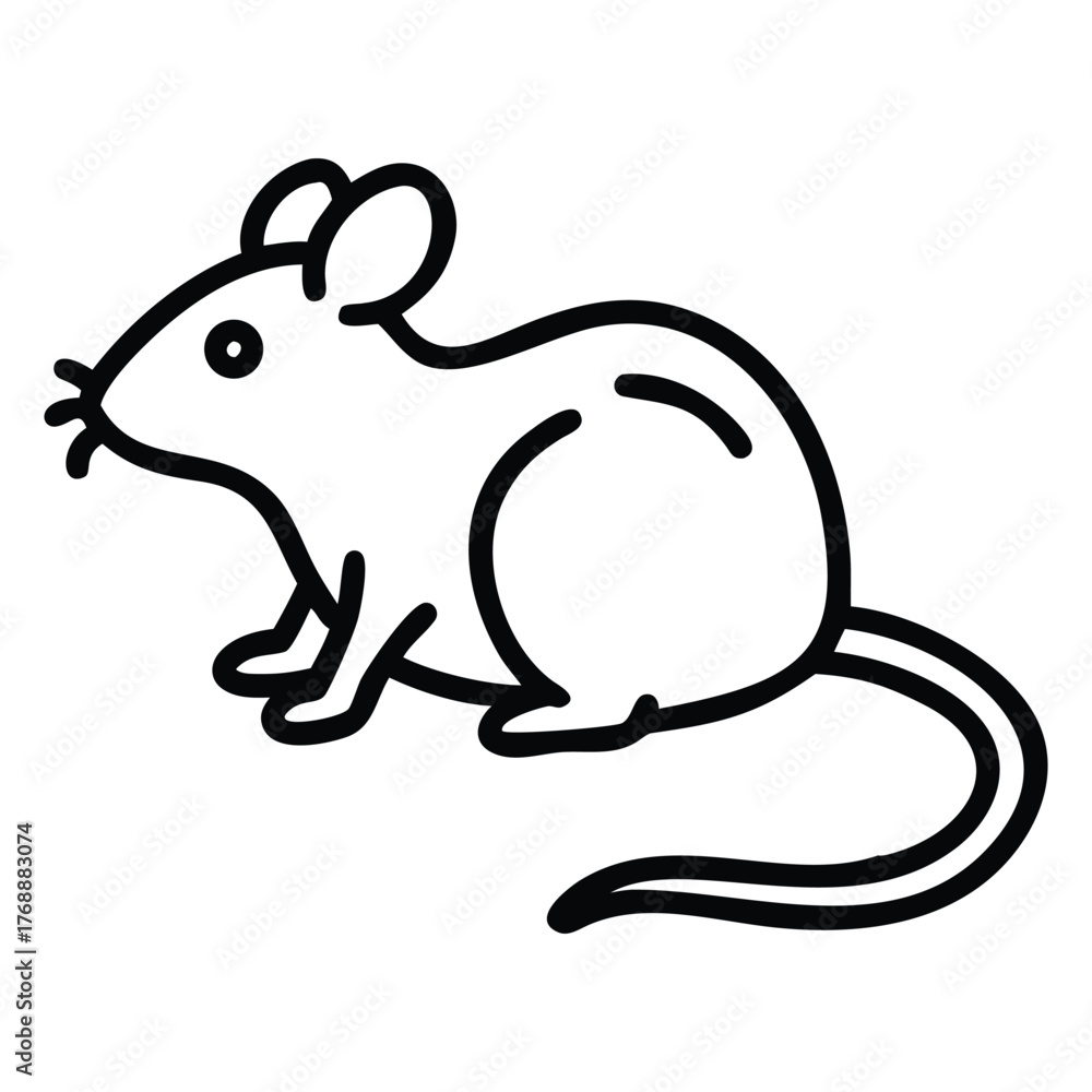 Obraz premium Mouse Outline Vector Illustration on White Background