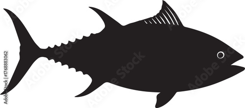 Tuna Fish Silhouette Vector Illustration on White Background