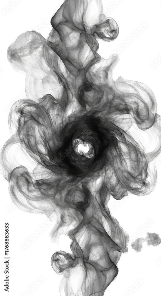 Fototapeta premium Black Smoke Swirl Abstract Transparent Background Design