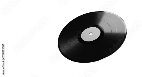 Black Vinyl Record With Gray Center On Black Background