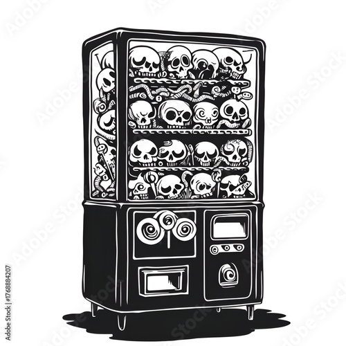 Cursed Candy Machine – Dark Halloween Minimal Vector