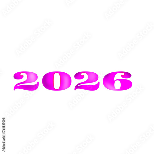 pink bubble style text for the year 2026