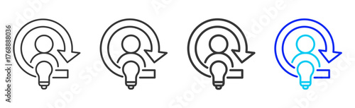 Idea Sharing Icon Set Collection in Creative Outline Style for Business Featuring Multiple Thickness Variations and Detailed Meeting Design Vector Pack