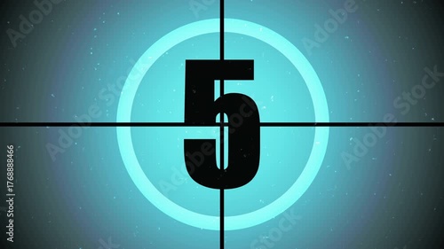 Countdown movie from 10 to 0 number. Vintage film countdown noise effect animation