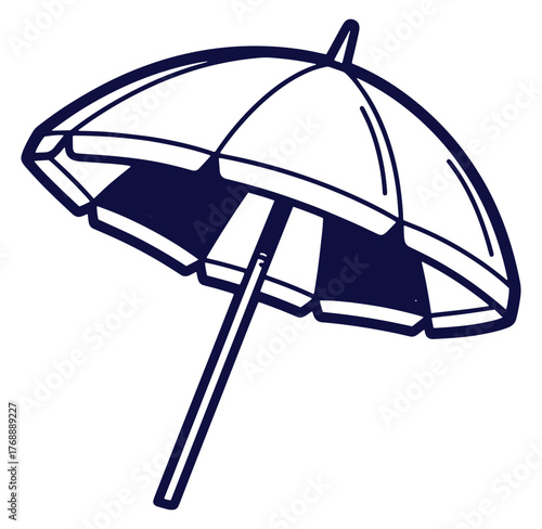 Simple outline vector illustration of a beach umbrella providing shade from the sun