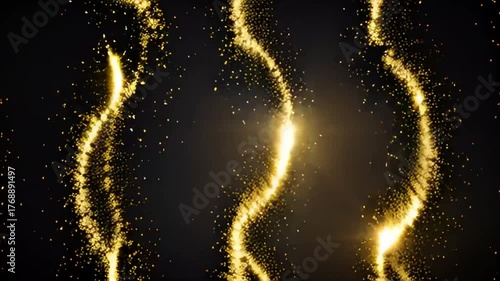 Golden Particle Streams - A Mesmerizing Dance of Light and Shadow.