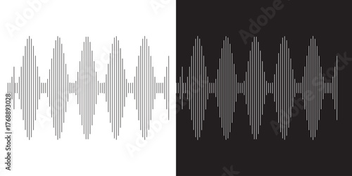 Abstract black wavy lines of the sound wave. Dynamic pulsating wave Musical concept, symbols of the frequency of digital music. Vector illustration. wavy.