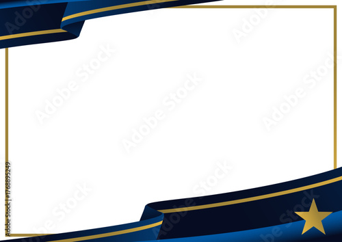 luxury modern certificate border frame blue navy and golden banner design