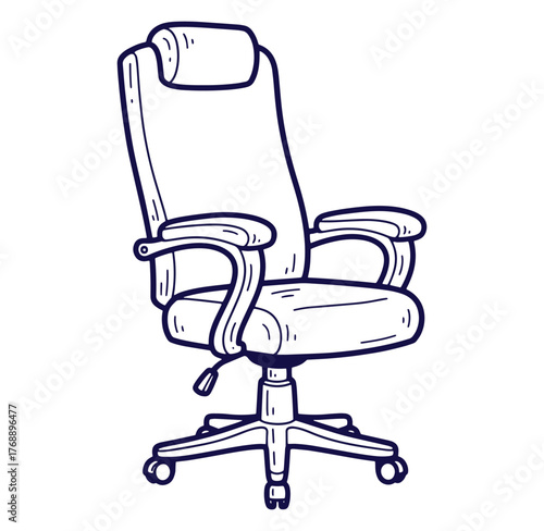 Hand drawn office chair illustration representing modern work comfort and elegant business design.