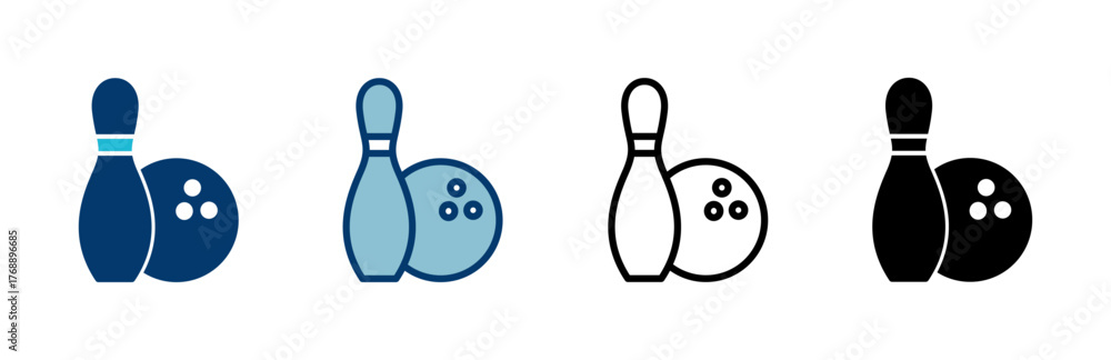Fototapeta premium Bowling game Pin Icon vector isolated on white background. Bowling icon, ball and pin