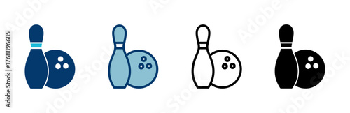 Bowling game Pin Icon vector isolated on white background. Bowling icon, ball and pin