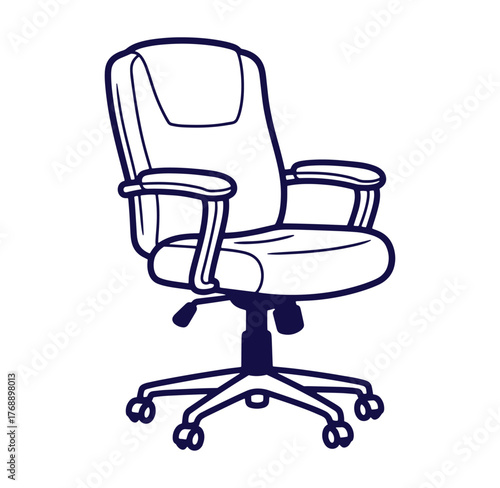 Simple vector illustration of an office chair with wheels for workplace design