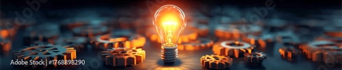 A bright lightbulb symbolizes innovation and creativity in technology.
