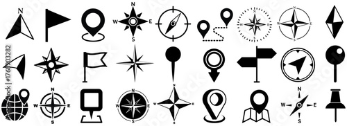 set vector Arrow navigation icon collections. location, direction, Map pointer, GPS, compass icon symbol. route sign design illustration