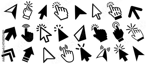 set collections pointer mouse cursor icon. clicking computer arrow. hand cursor symbol design vector illustration