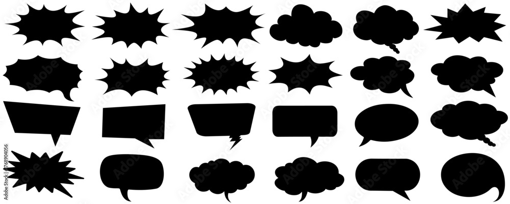Fototapeta premium vector set speech bubble collection. comic blast silhouette template Cartoon burst explosion design illustration