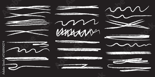 Underline red crayon, scribble stroke pencil lines. Vector set of red hand drawn crayon underline marks and strokes with rough textured sketchy lines, artistic doodle decorations for highlighting text