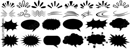 set collections Comic Speech Bubbles and Manga Effect Lines design vector illustration