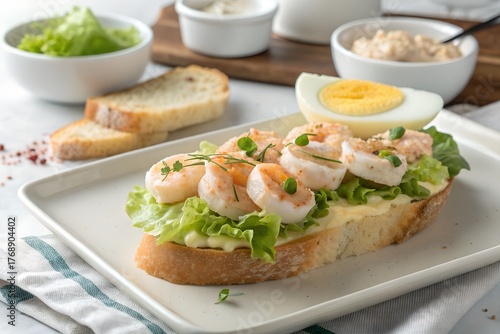 Räksmörgås Open-Faced Shrimp Sandwich with Mayonnaise, Egg, and Lettuce