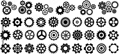set collections machine gears icon. industrial cogwheels symbol. mechanical gear setting vector illustration