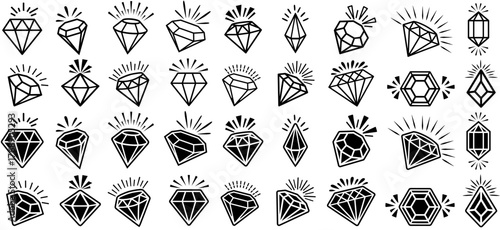 set collections diamond sparkle icon. shining jewelry. luxury gemstones. crystal light symbol design vector illustration