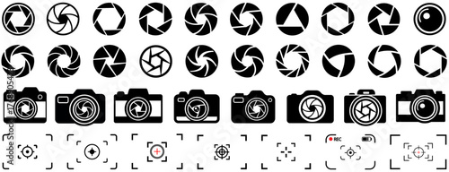 set vector Camera lens icon. camera shutter symbol camera capture sign photography logo design illustration