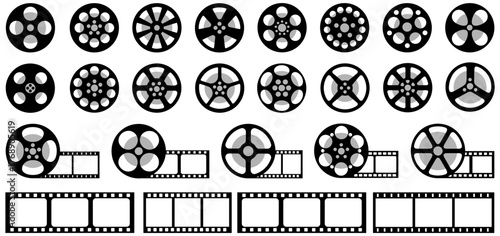 vector set Film reel icons collections. Film strip icon ,videography, photo, cinema, symbol template design vector illustration
