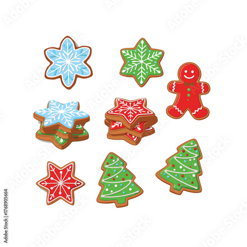 set of christmas gingerbread cookies