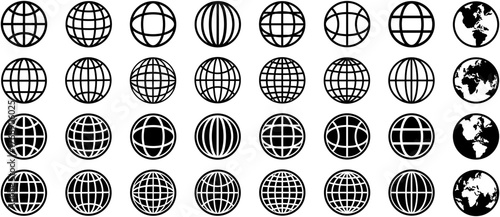 vector set globe icon. world symbol Earth Sphere sign website logo template design illustration
