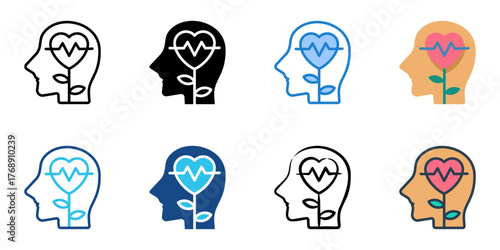 Emotional Well Being icon set multiple style collection 
