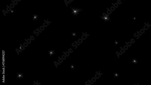 Black background with scattered white starbursts sparkle