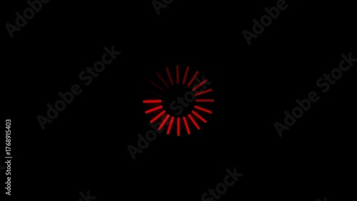 Red radial loading indicator on black loading spinner