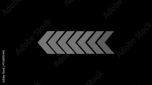 Row of grey chevron arrows pointing left on black background