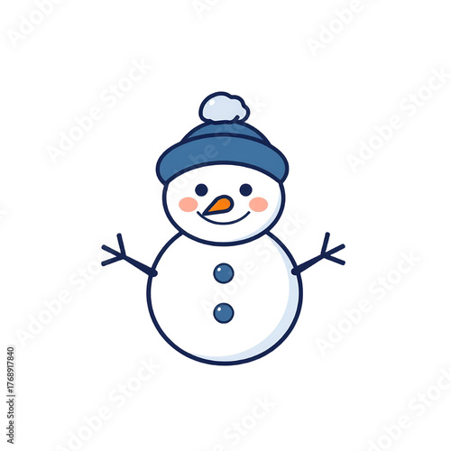 Cute Snowman with Blue Beanie Hat