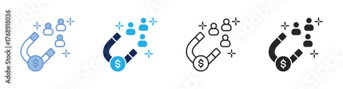 Customer Acquisition Icon Collection Featuring Multiple Styles