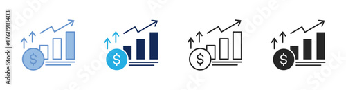 Revenue Increase Icon Collection Featuring Multiple Styles