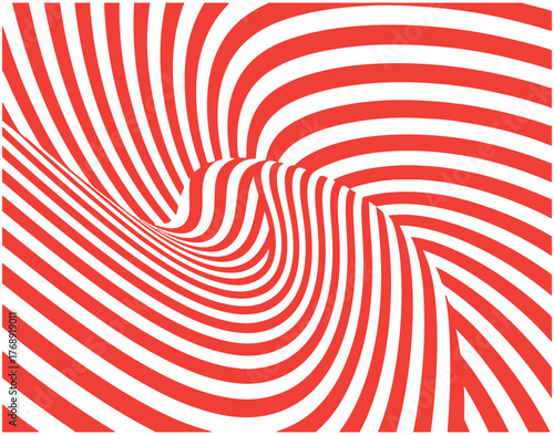 Abstract Red and White Swirl Pattern Background with Optical Illusion Effect