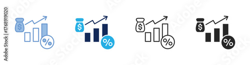 Profit Margin Icon Collection Featuring Multiple Styles